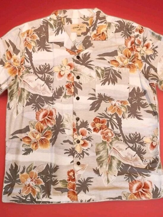 Havana Jack'S Cafe Other - Havana Jack's Cafe Hawaiian Shirt Men's Sz. L Silk Floral Button Up Short Sleeve